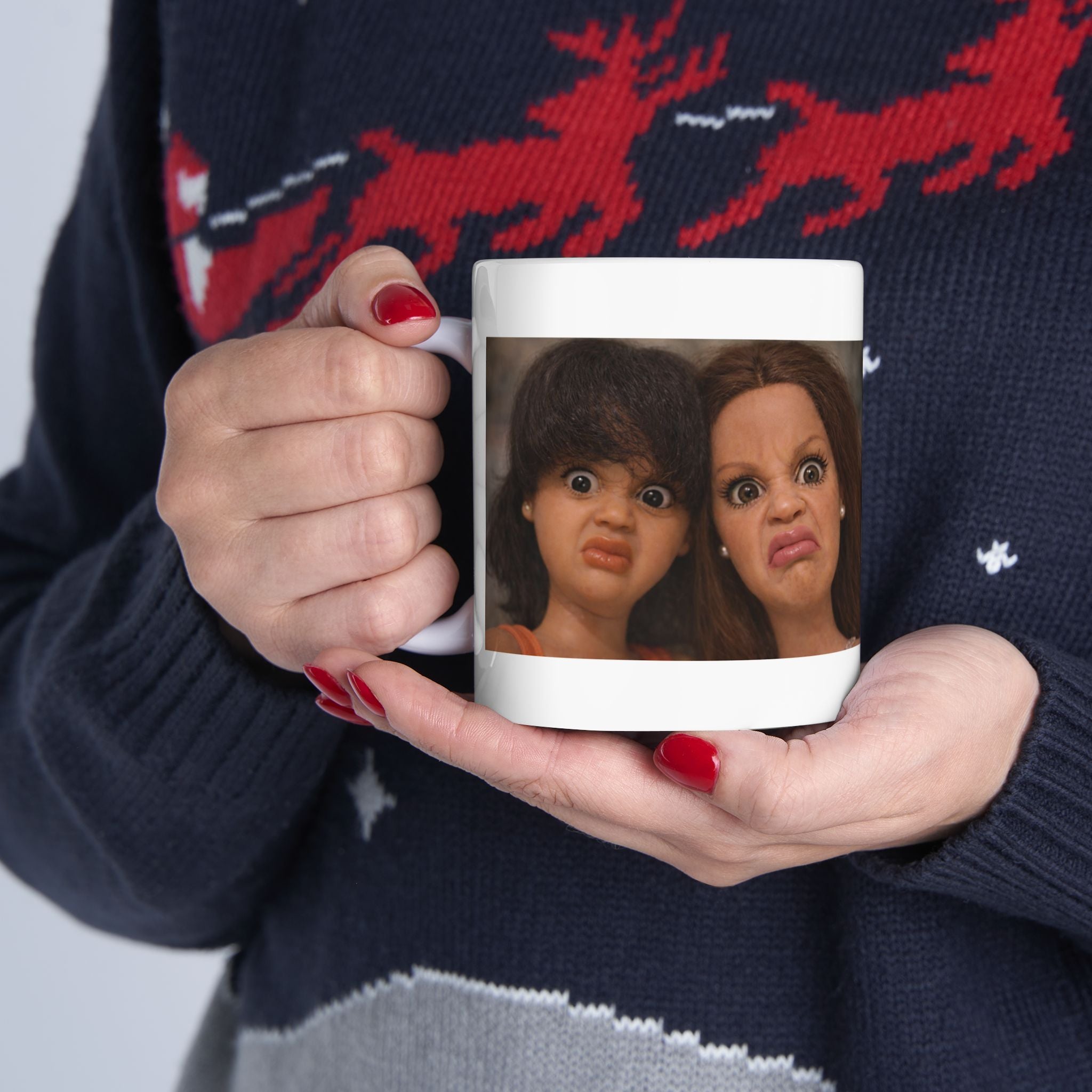 Funny Double Disgusted Doll Reaction Coffee Mug