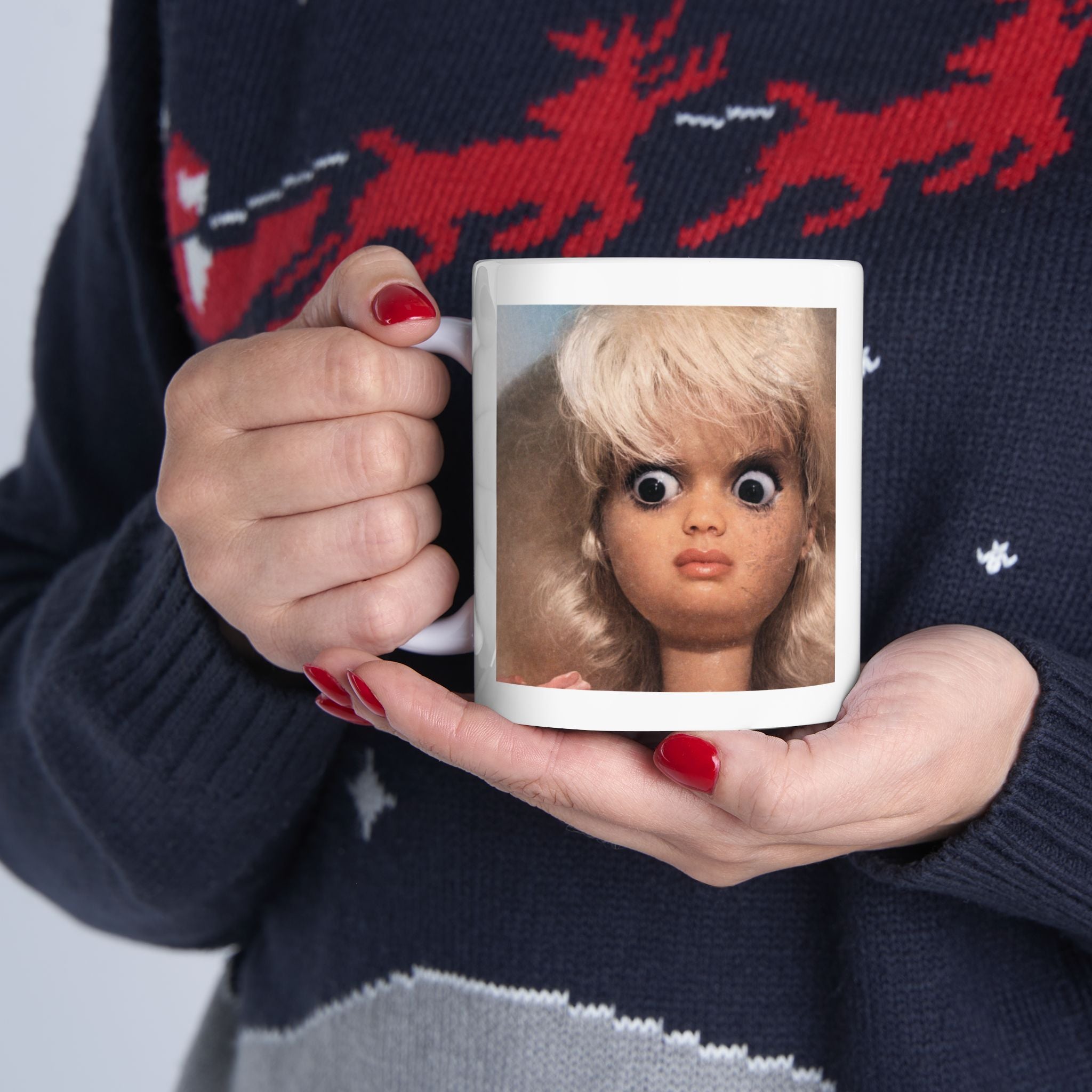Funny Shocked Doll Reaction Coffee Mug