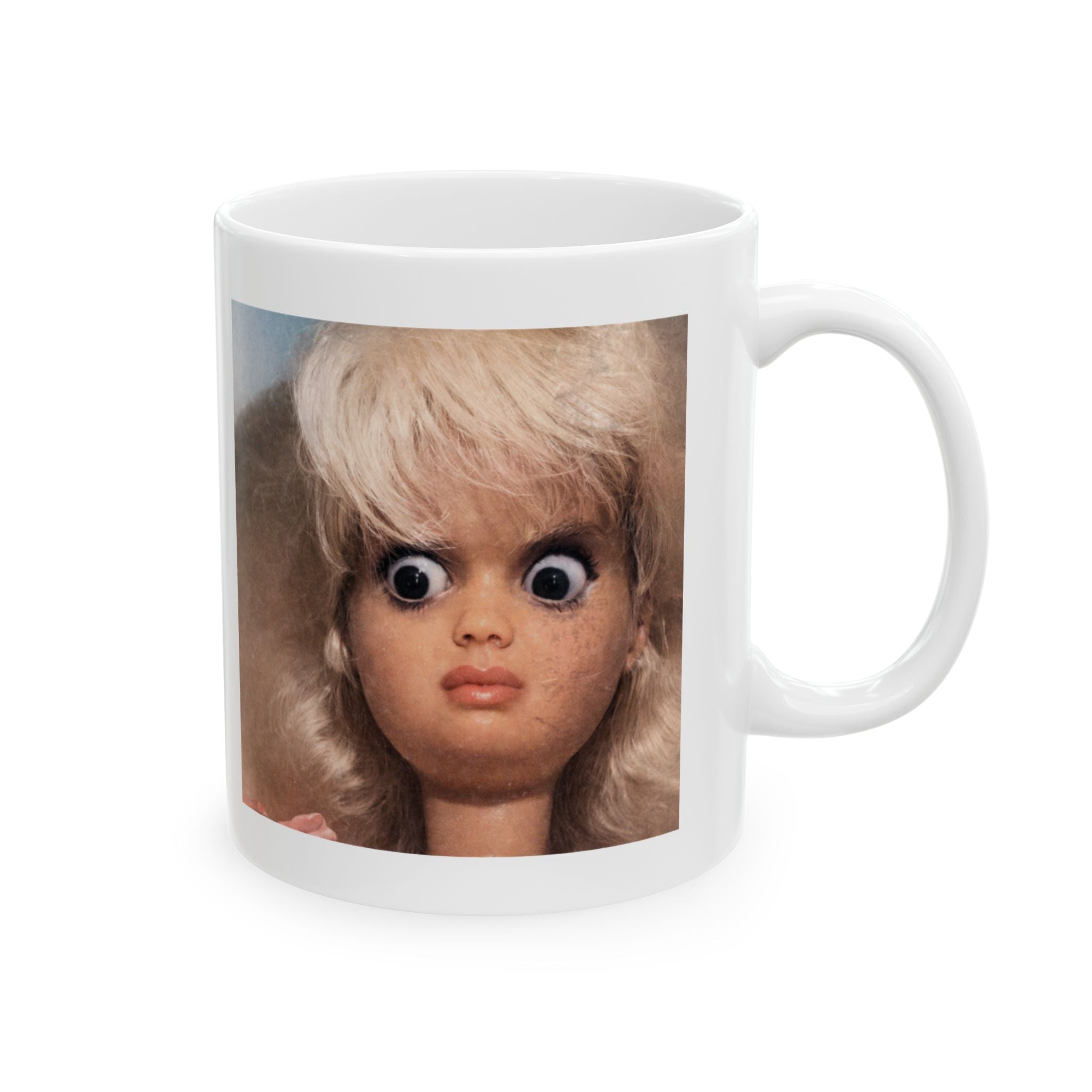 Funny Shocked Doll Reaction Coffee Mug