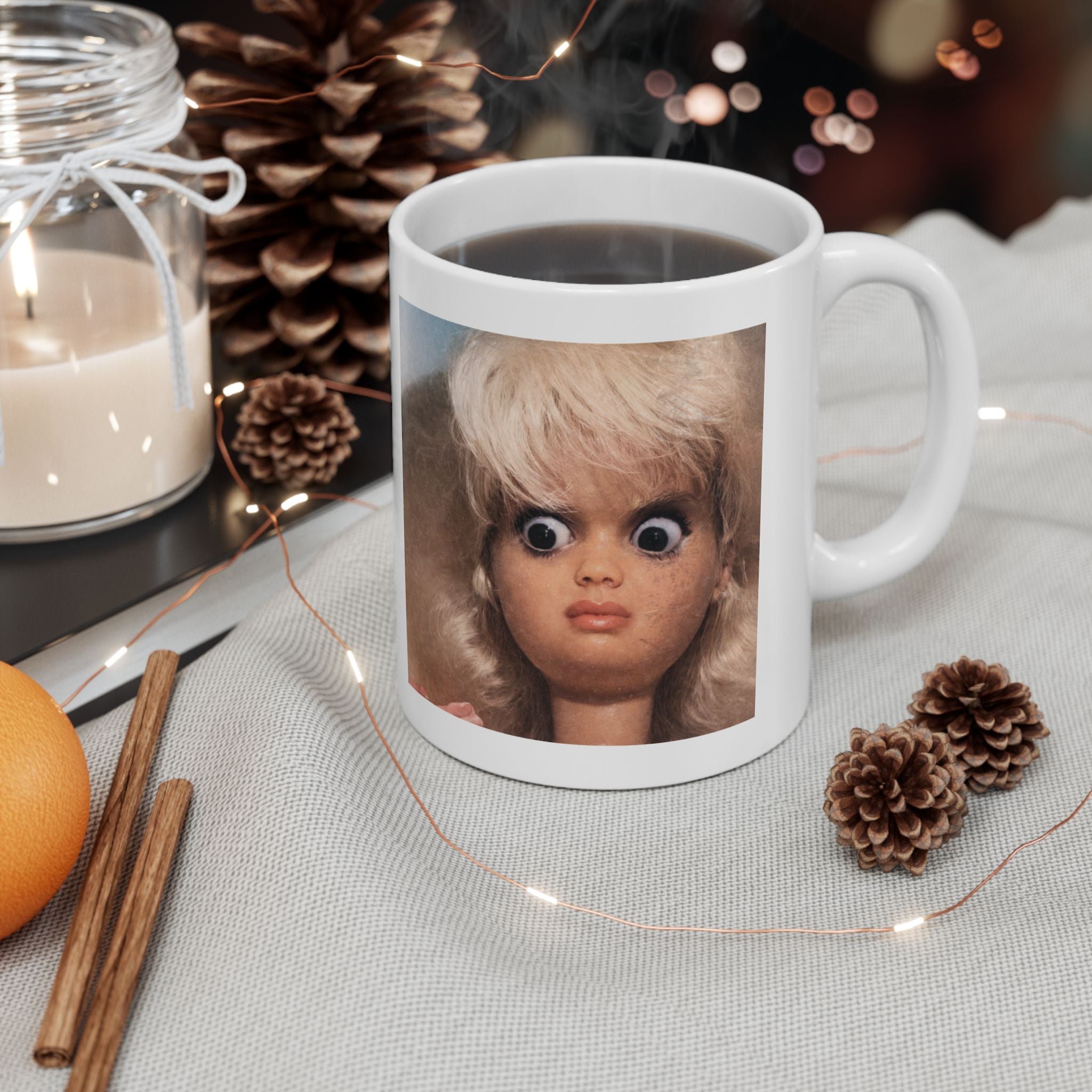 Funny Shocked Doll Reaction Coffee Mug