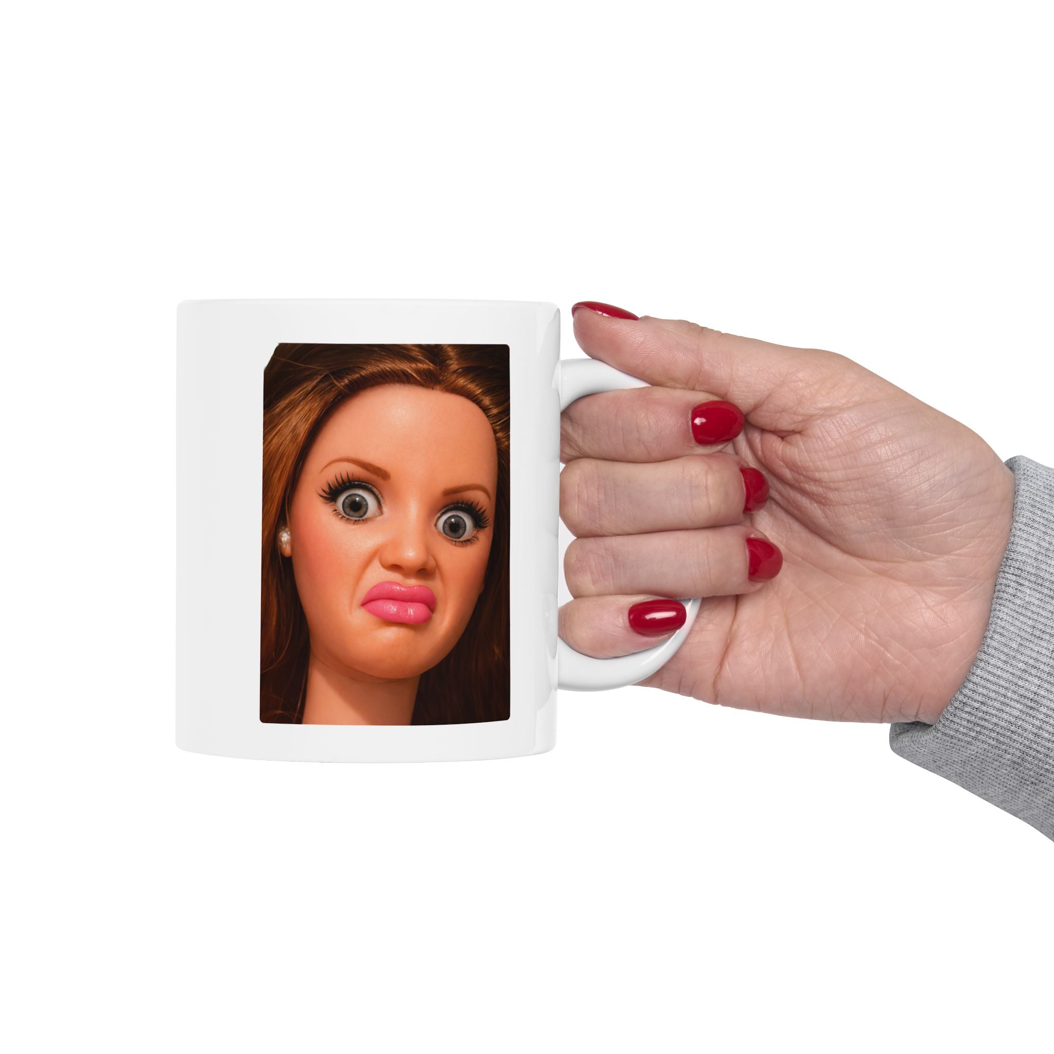 Funny Judging Doll Reaction Coffee Mug