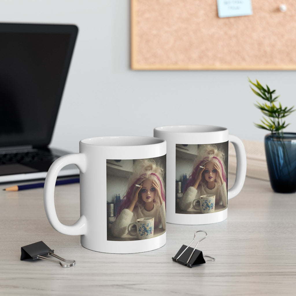 Funny Tired Doll Coffee Mug