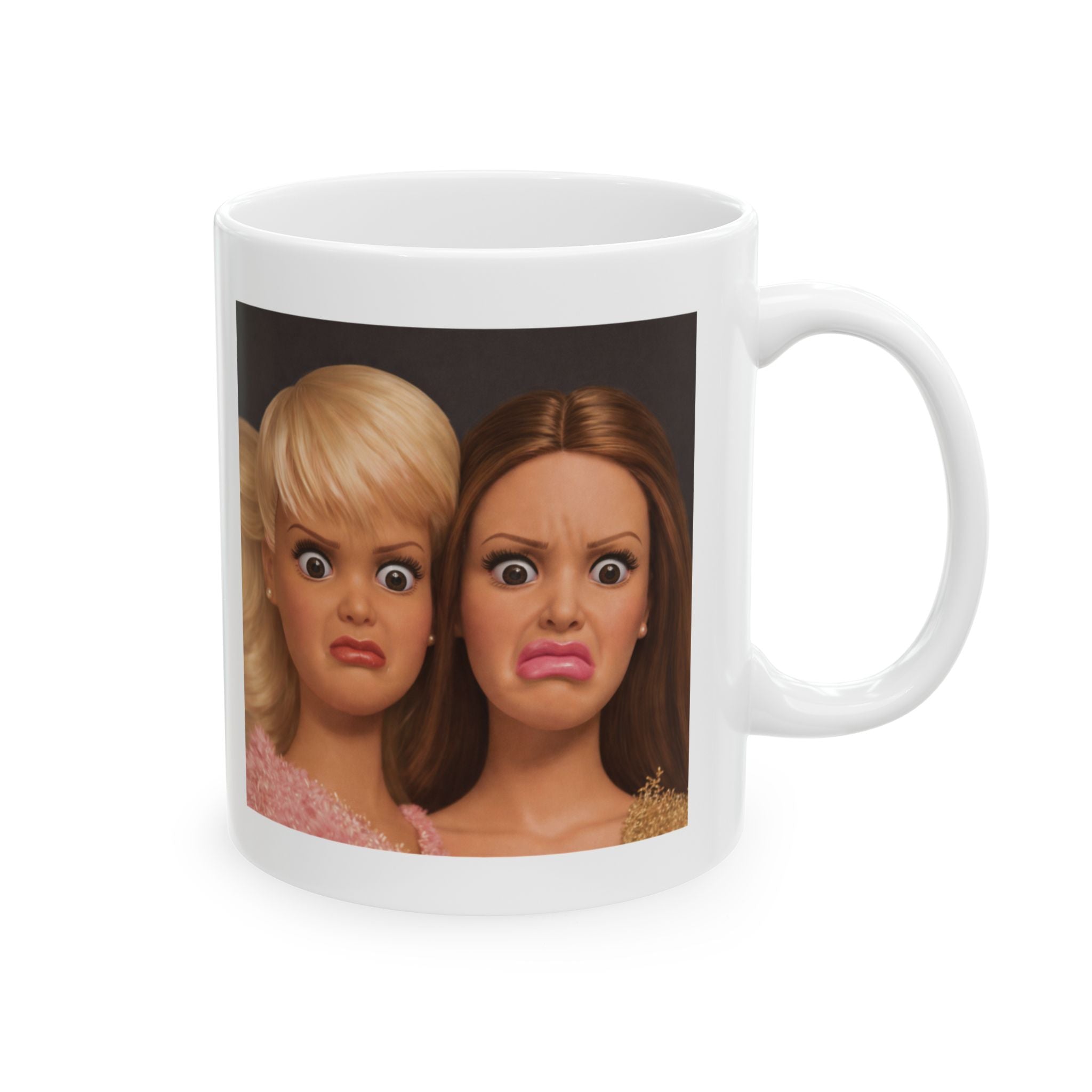 Funny Disgusted Doll Faces Coffee Mug