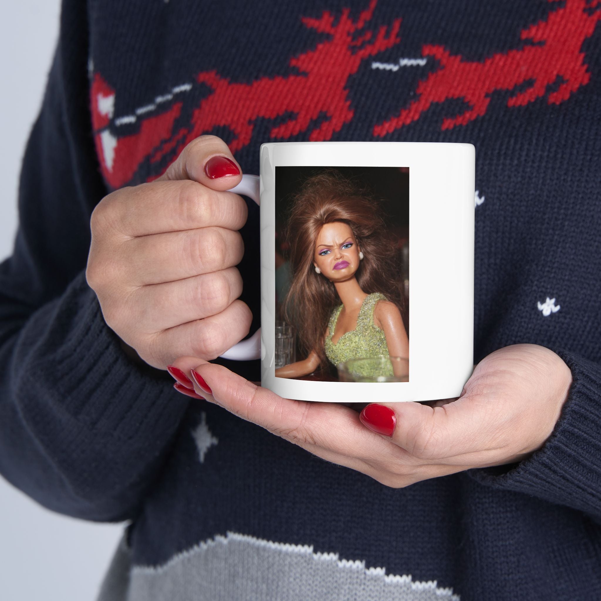 Funny Judging Doll Coffee Mug