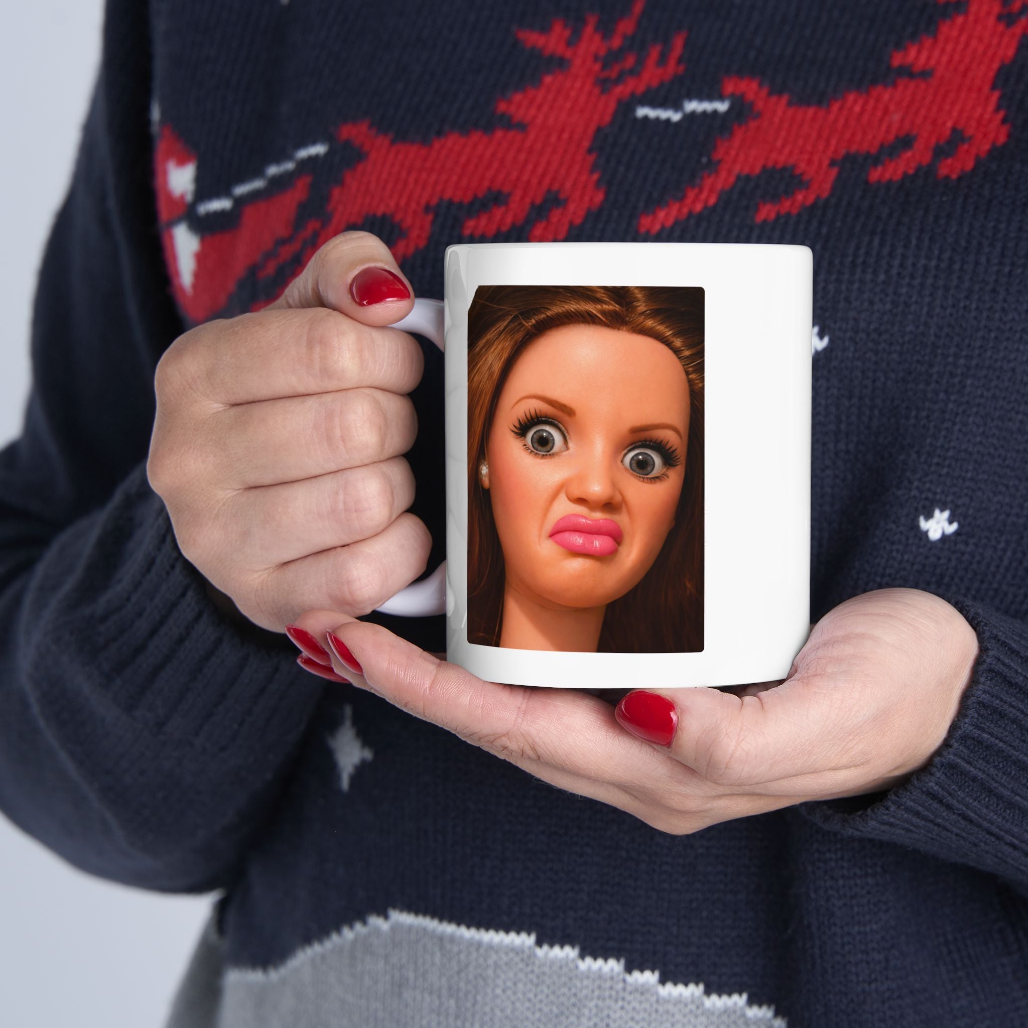 Funny Judging Doll Reaction Coffee Mug