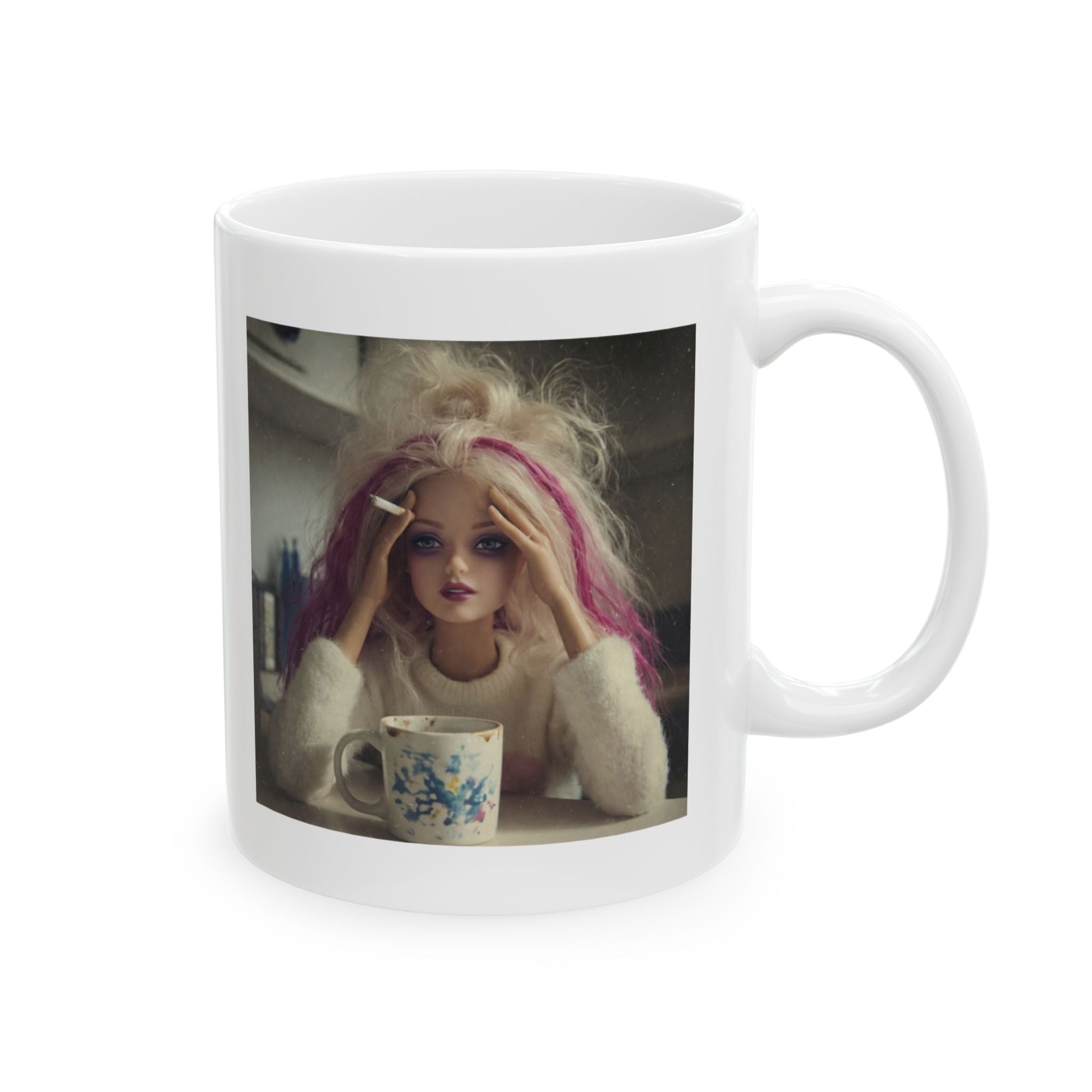 Funny Tired Doll Coffee Mug