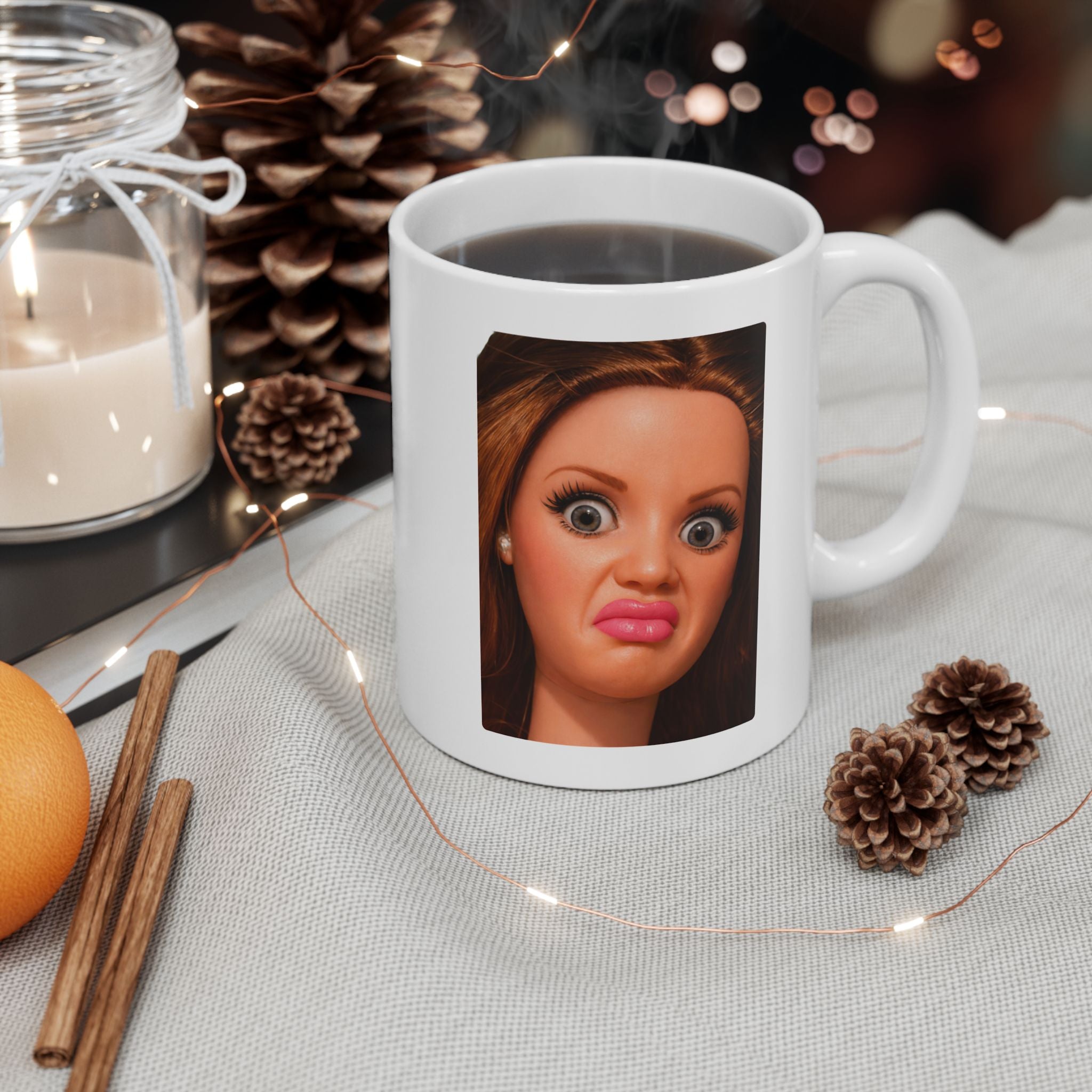 Funny Judging Doll Reaction Coffee Mug