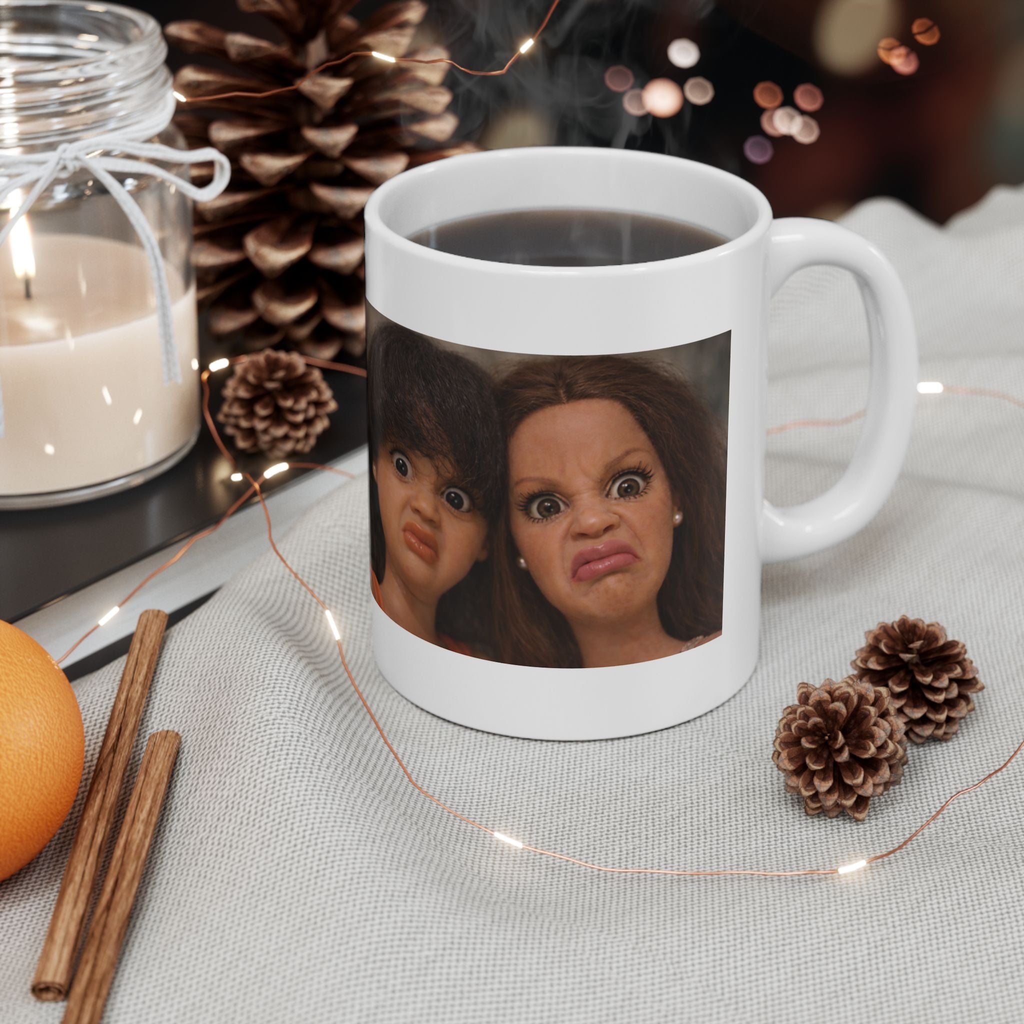 Funny Double Disgusted Doll Reaction Coffee Mug