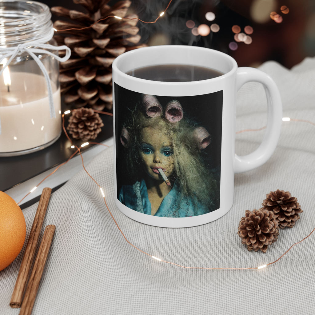 Funny Burnt Out Doll Coffee Mug
