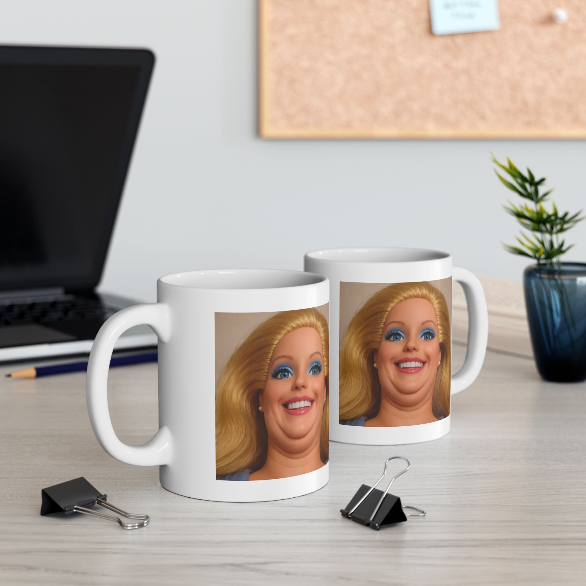 Funny Awkward Smile Doll Coffee Mug