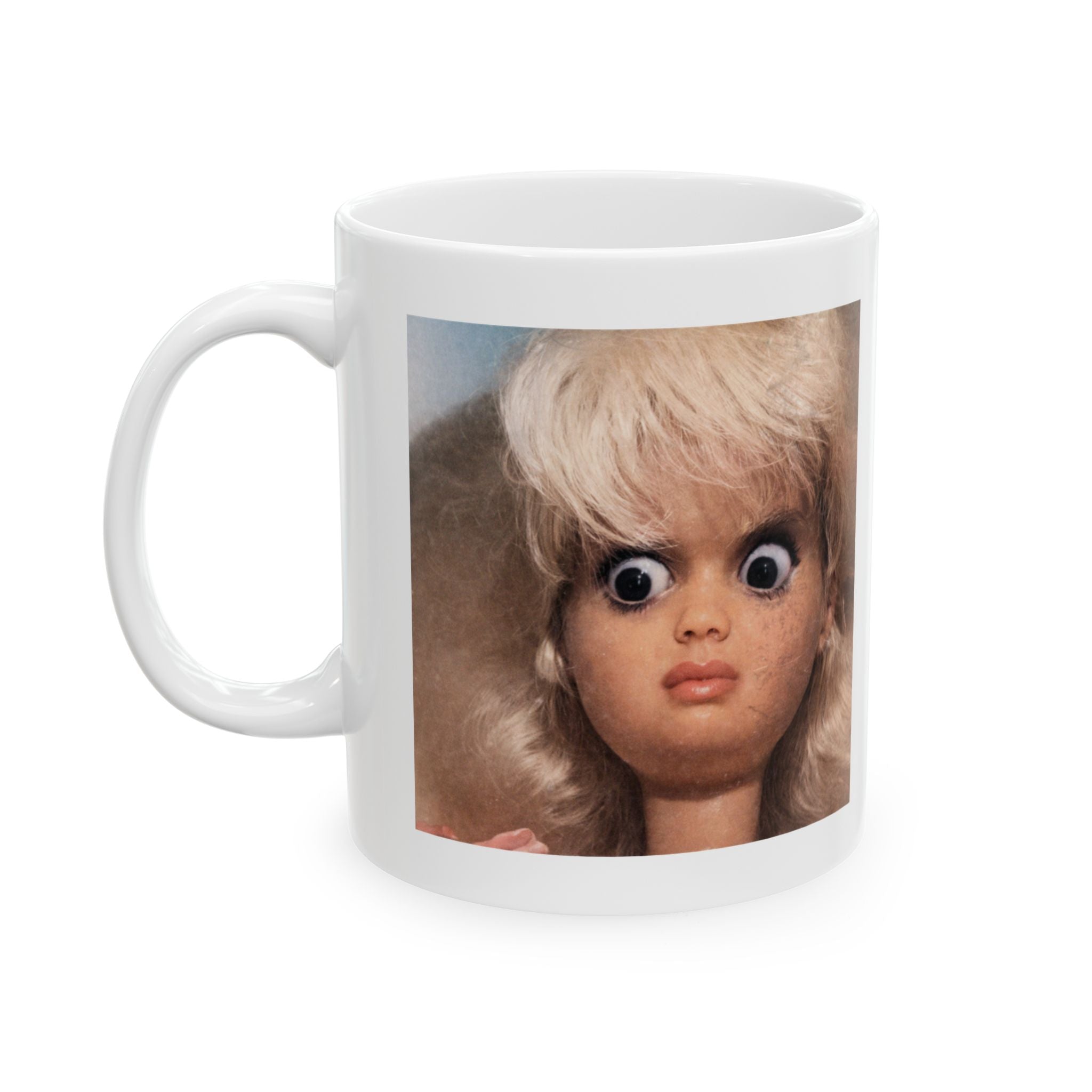 Funny Shocked Doll Reaction Coffee Mug