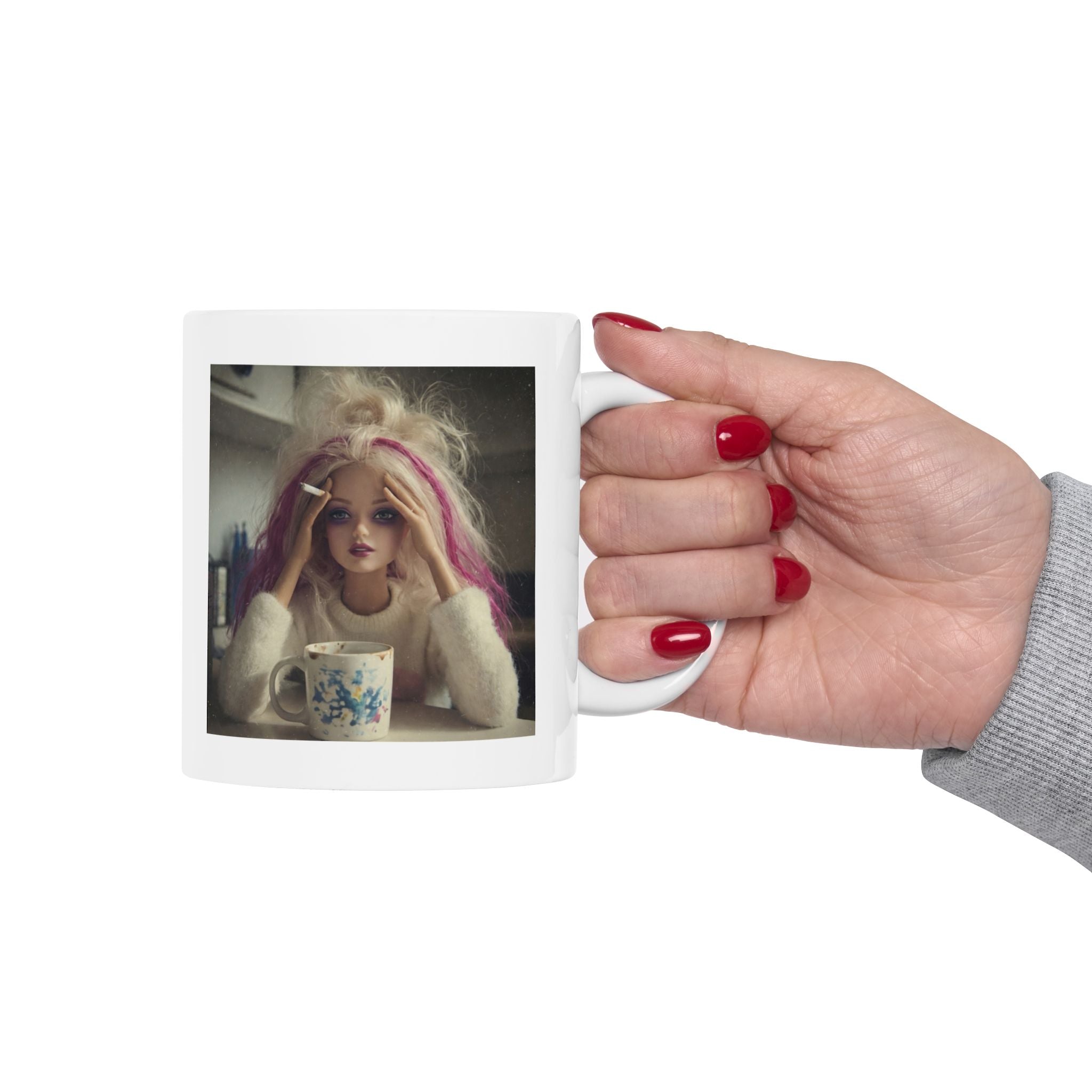 Funny Tired Doll Coffee Mug