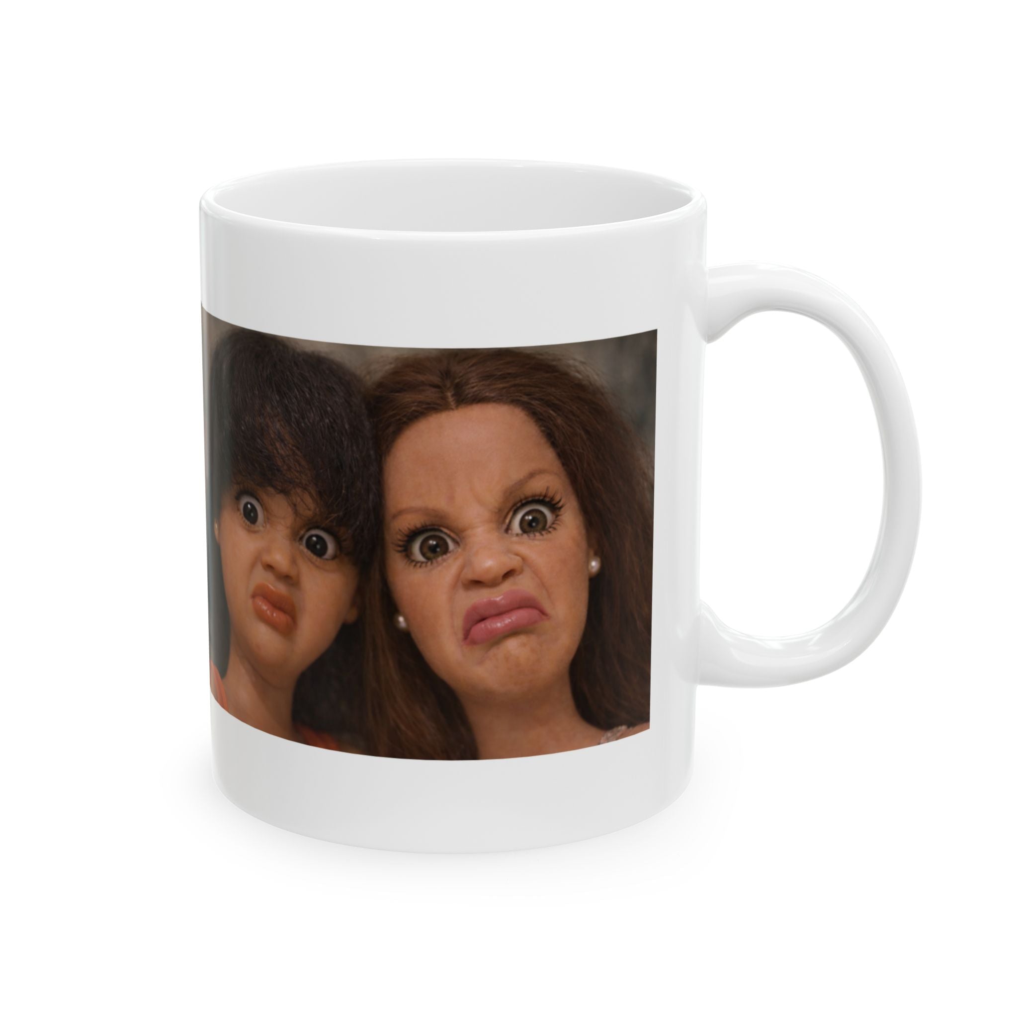 Funny Double Disgusted Doll Reaction Coffee Mug