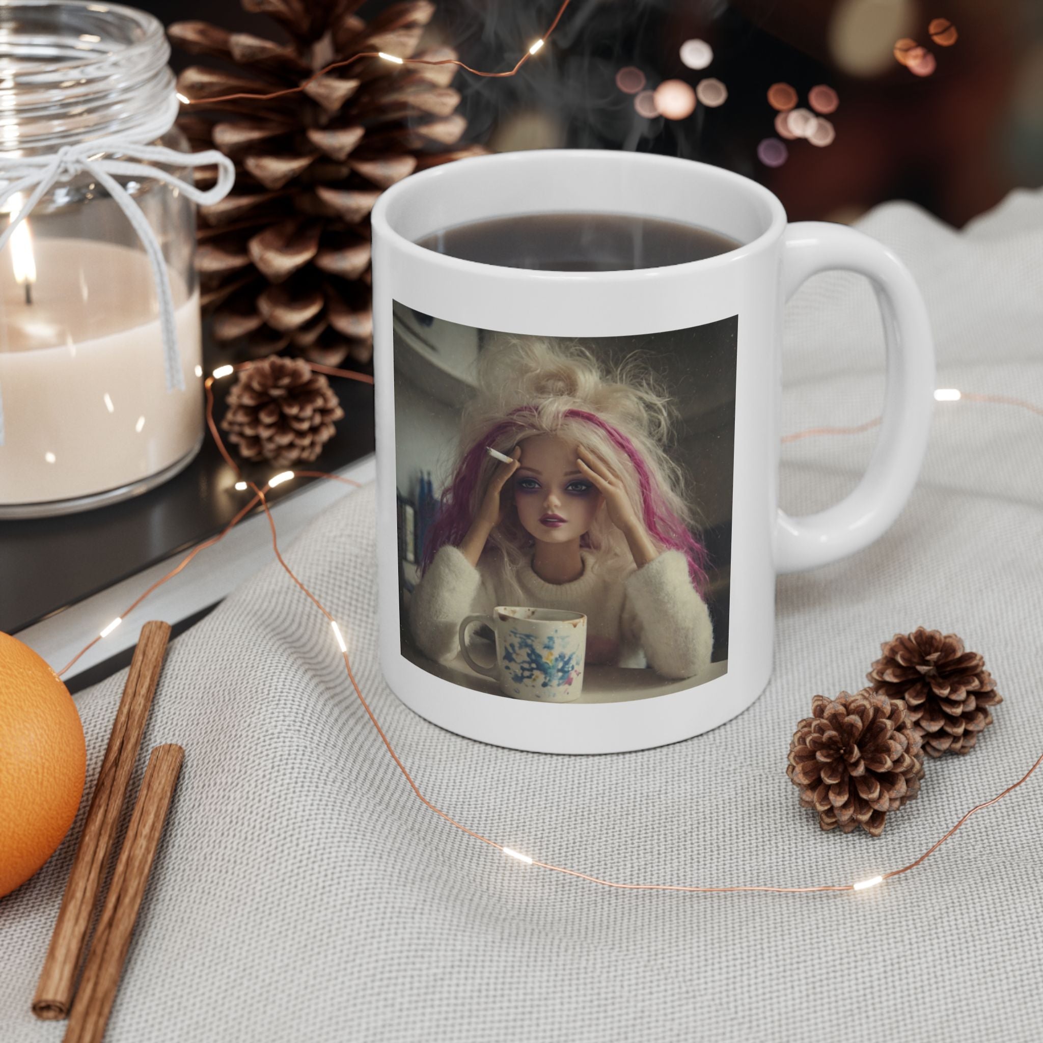 Funny Tired Doll Coffee Mug