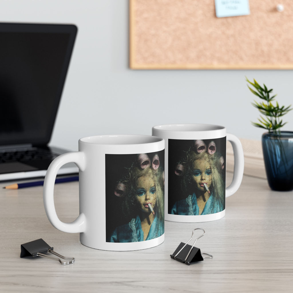 Funny Burnt Out Doll Coffee Mug