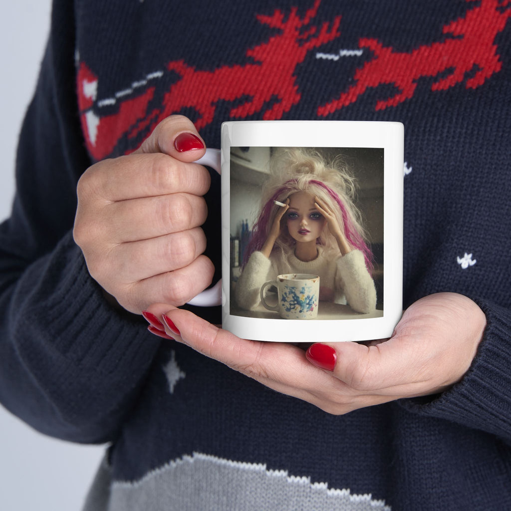 Funny Tired Doll Coffee Mug