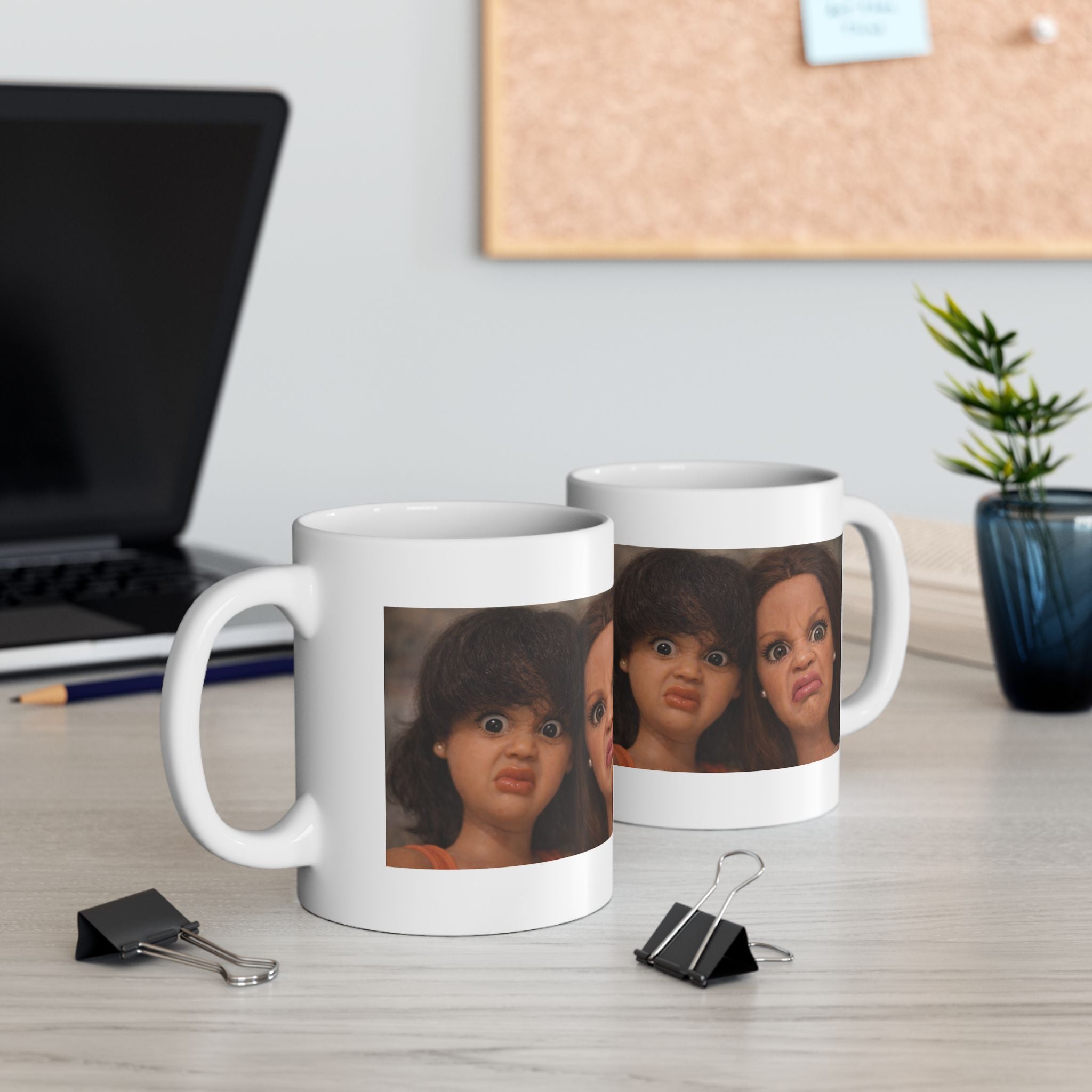 Funny Double Disgusted Doll Reaction Coffee Mug