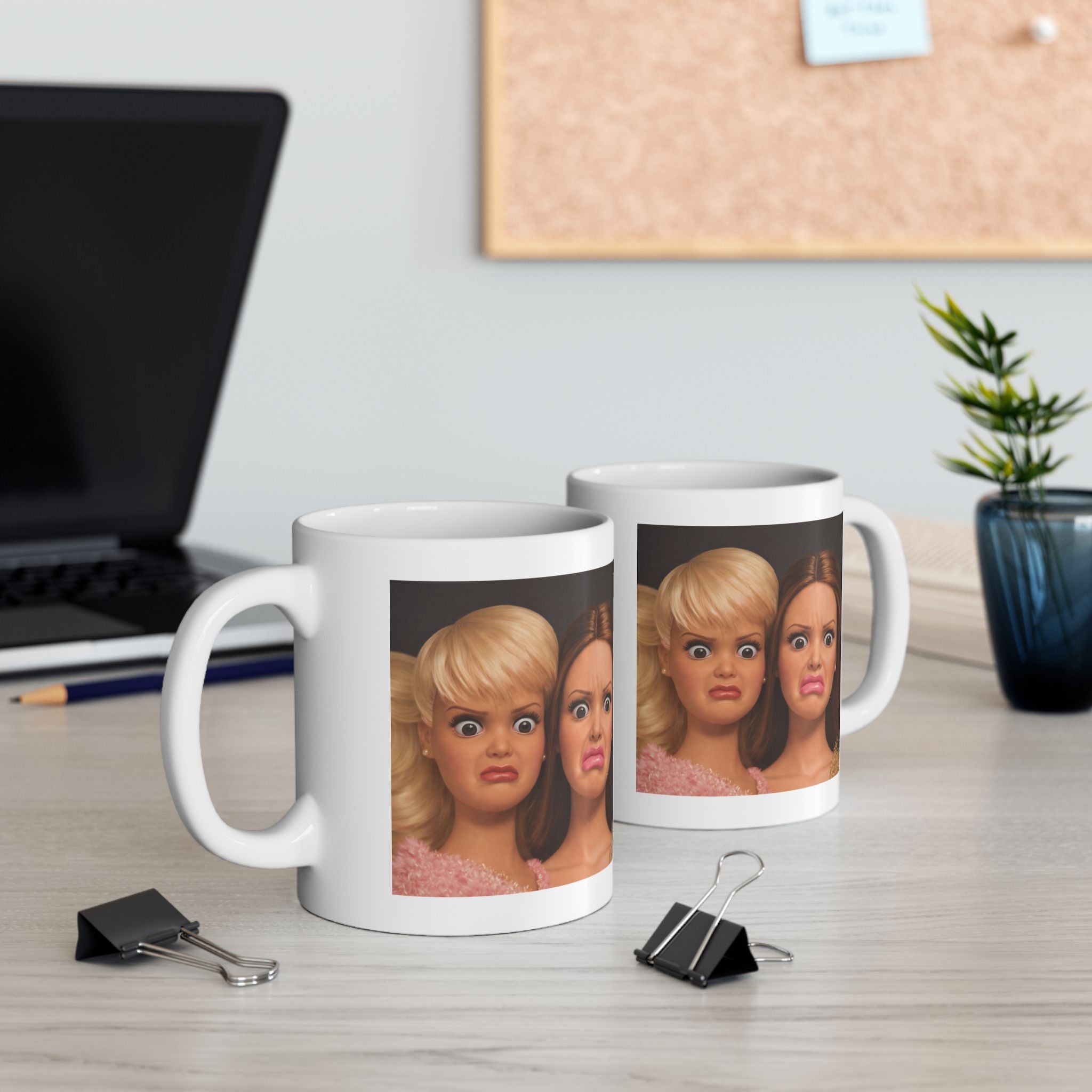 Funny Disgusted Doll Faces Coffee Mug