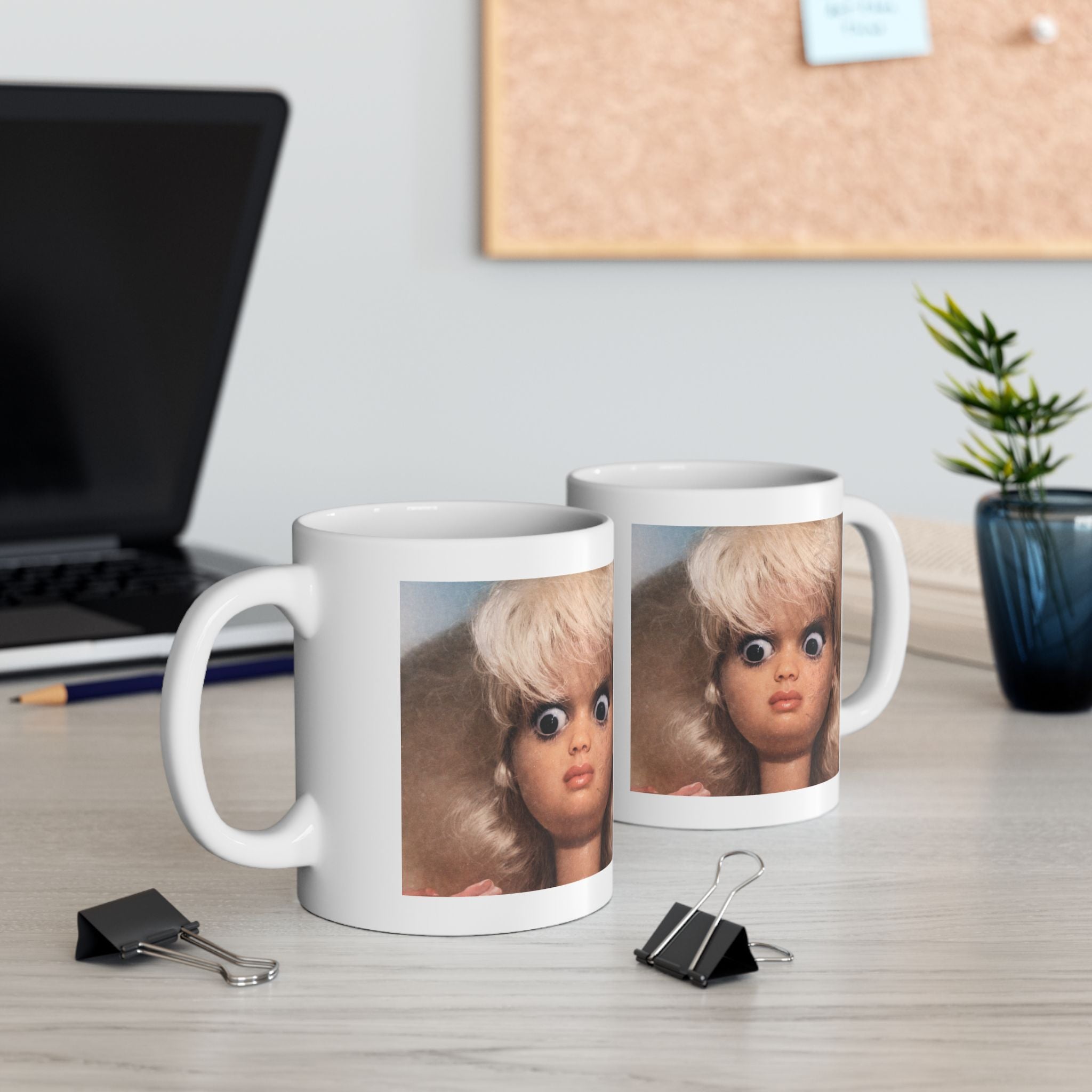 Funny Shocked Doll Reaction Coffee Mug